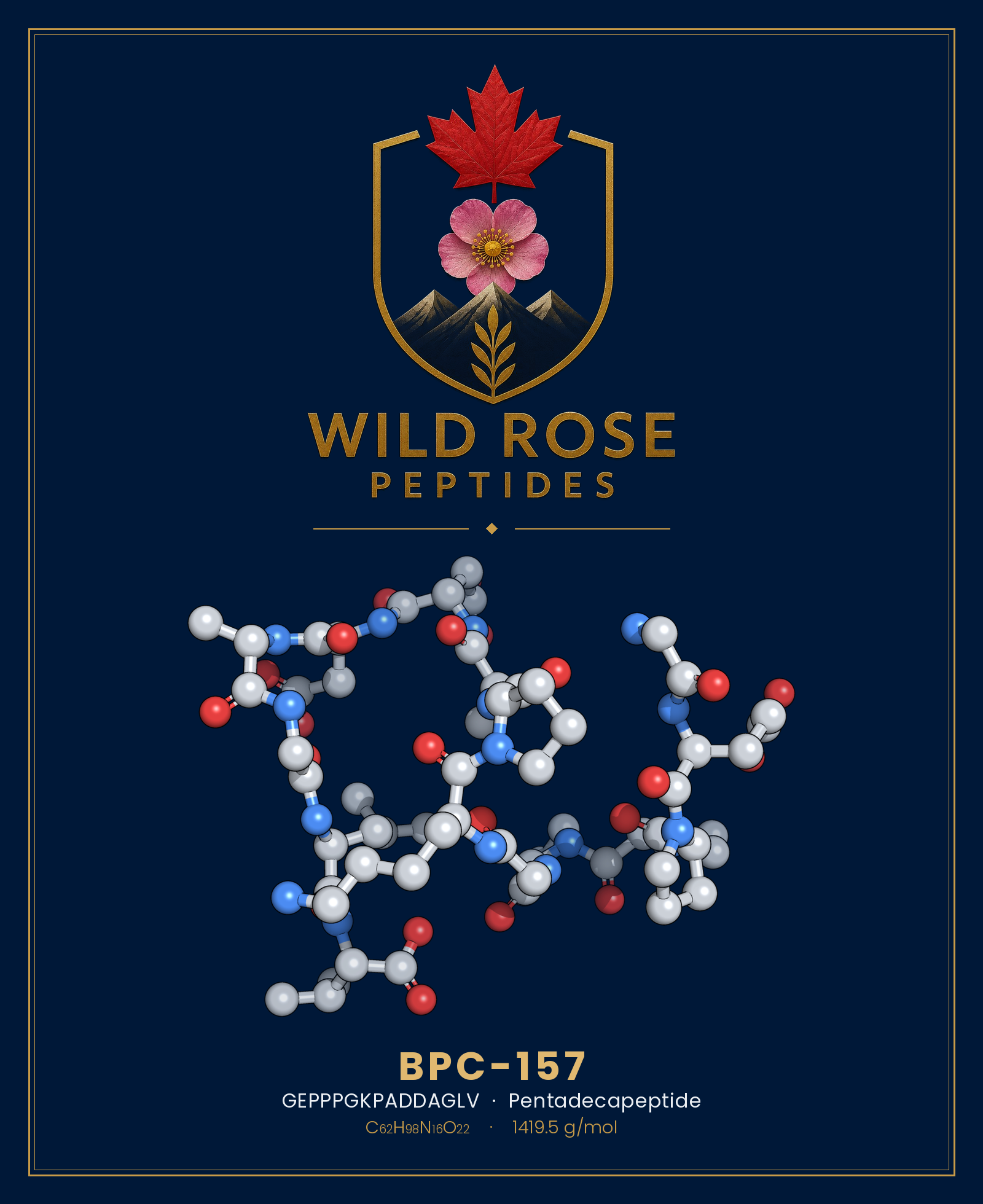 BPC-157 3D molecular structure rendering