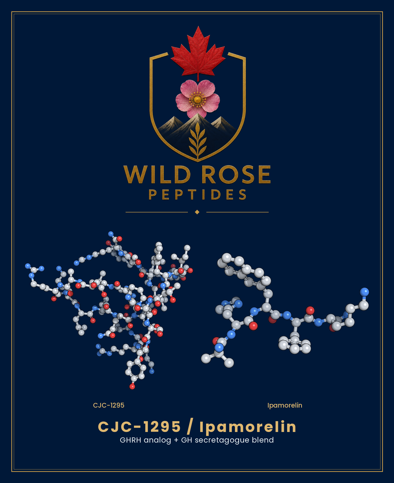 CJC-1295 + Ipamorelin 3D molecular structure rendering