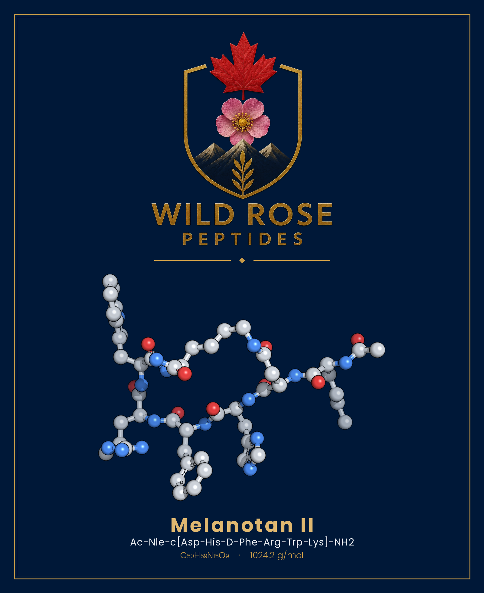 Melanotan 2 3D molecular structure rendering