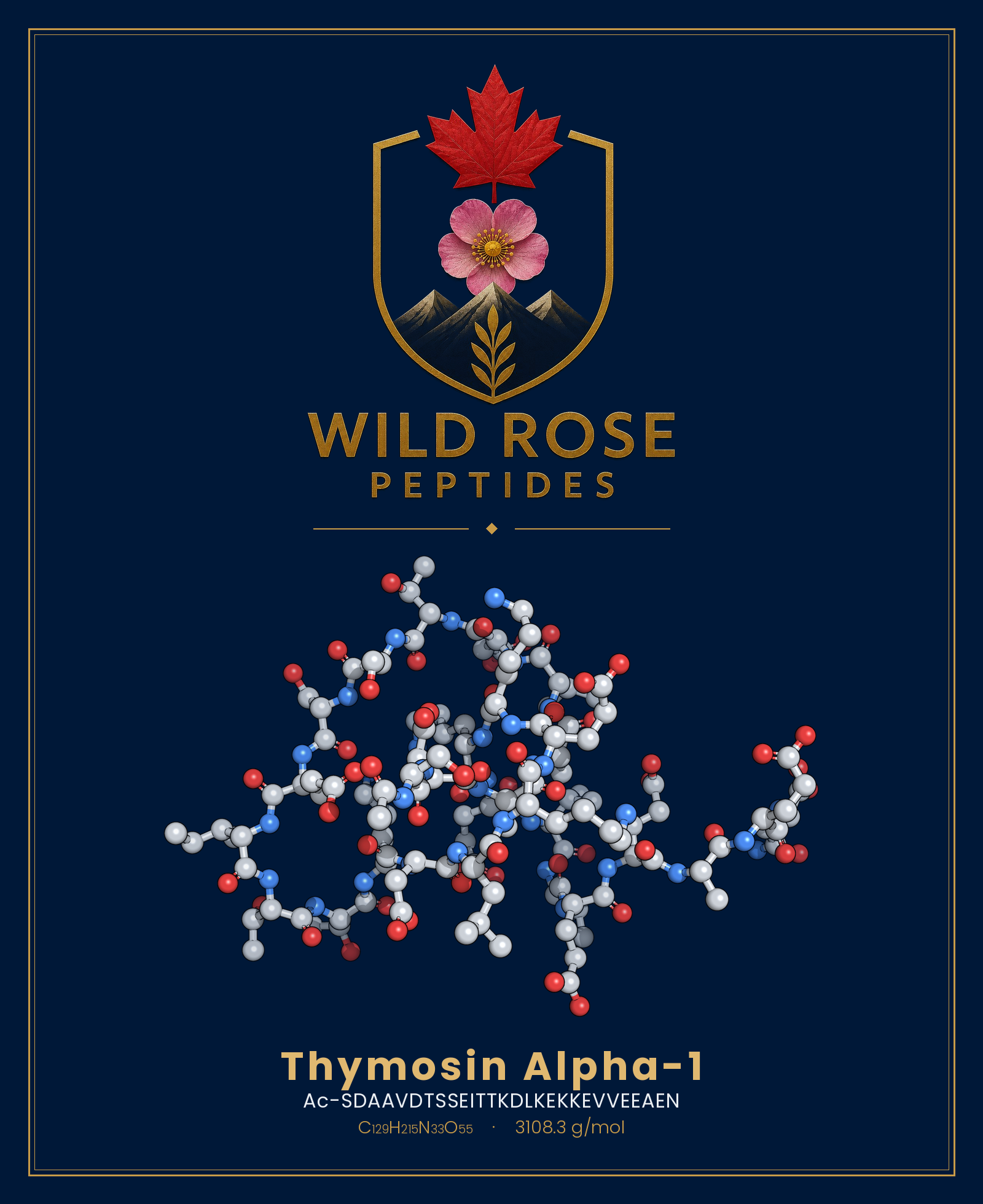 Thymosin Alpha-1 3D molecular structure rendering